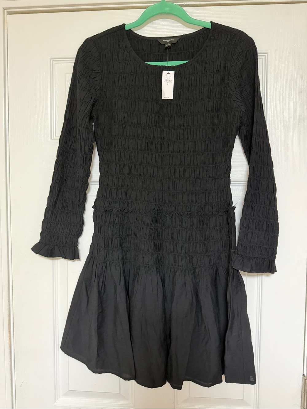 Banana Republic Black Smocked Mini Dress